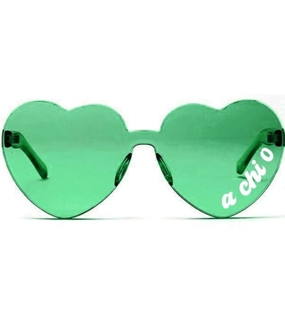 7821 Alpha Chi Omega Sunglasses — Heart Shaped Sunglasses printed with ACO